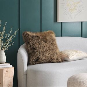 NWT, Threshold- Faux Fur Throw Pillow, Brown